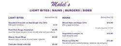 current menu